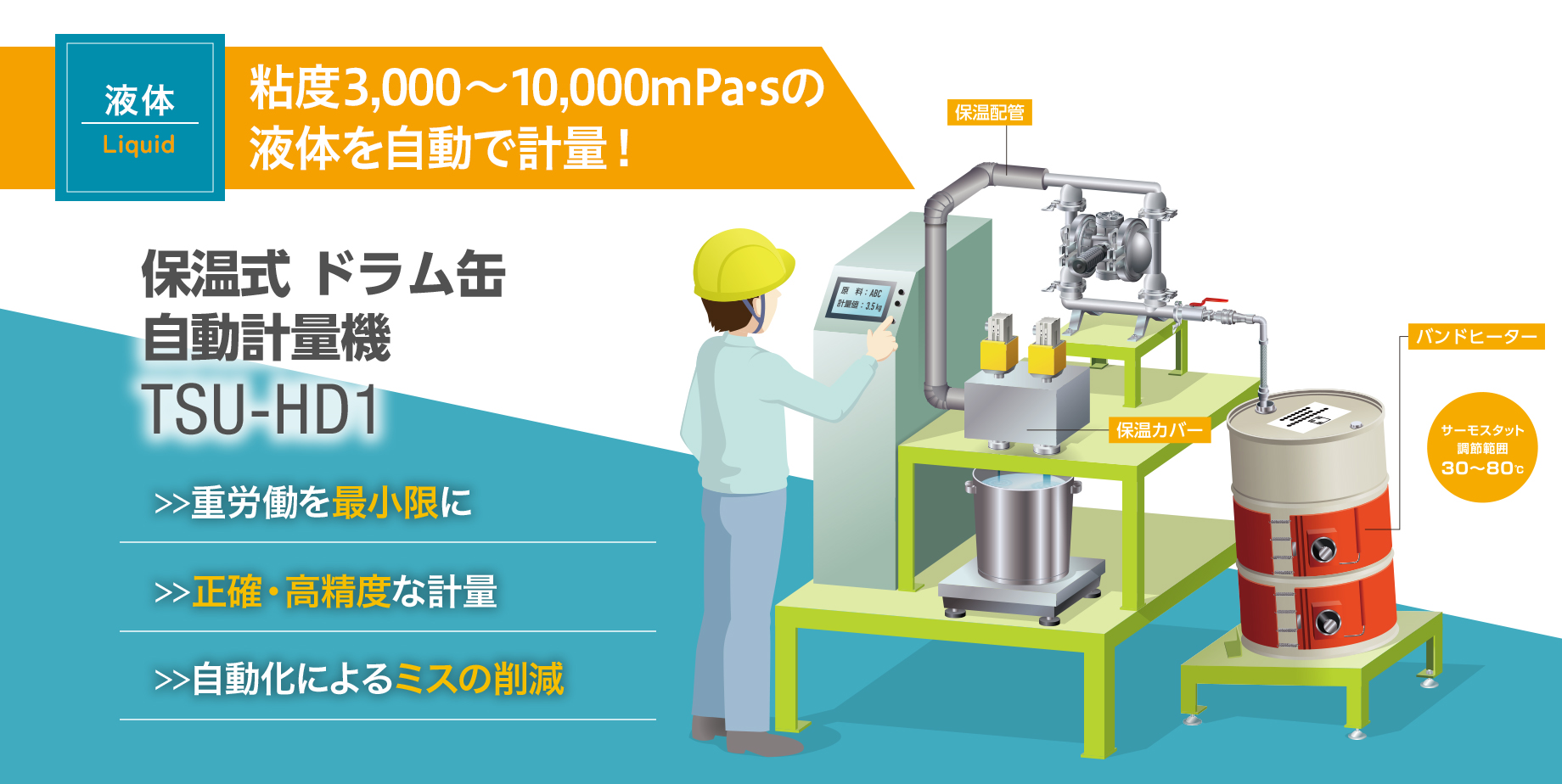 保温式 ドラム缶 自動計量機「TSU-HD1」